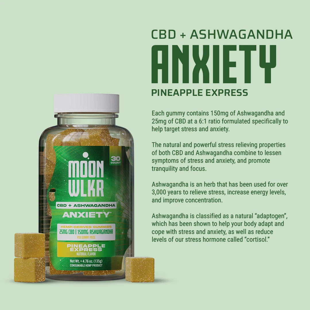 CBD:Ashwagandha Stress Relief Gummies — Pineapple Express - Image 3