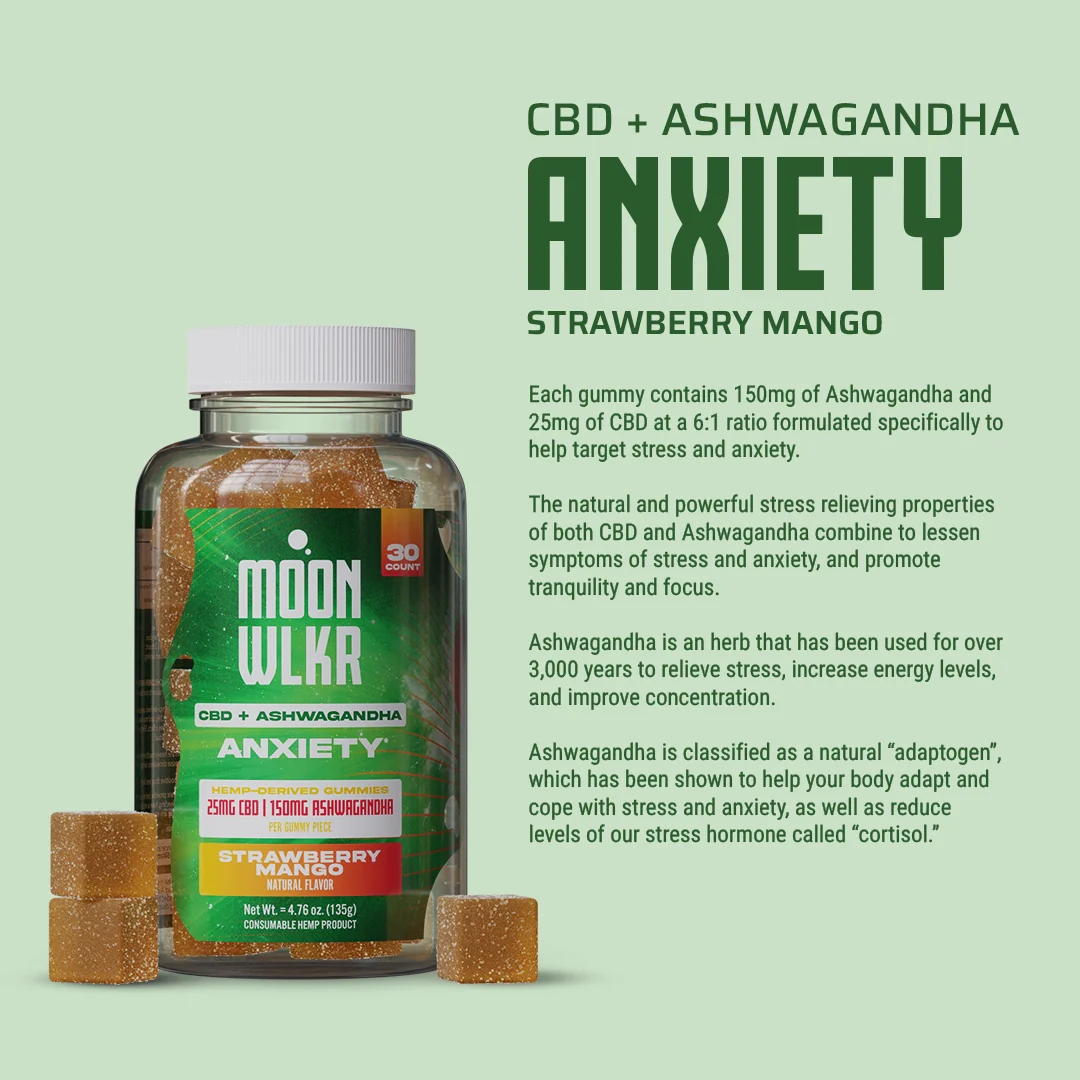 CBD:Ashwagandha Stress Relief Gummies — Strawberry Mango - Image 3