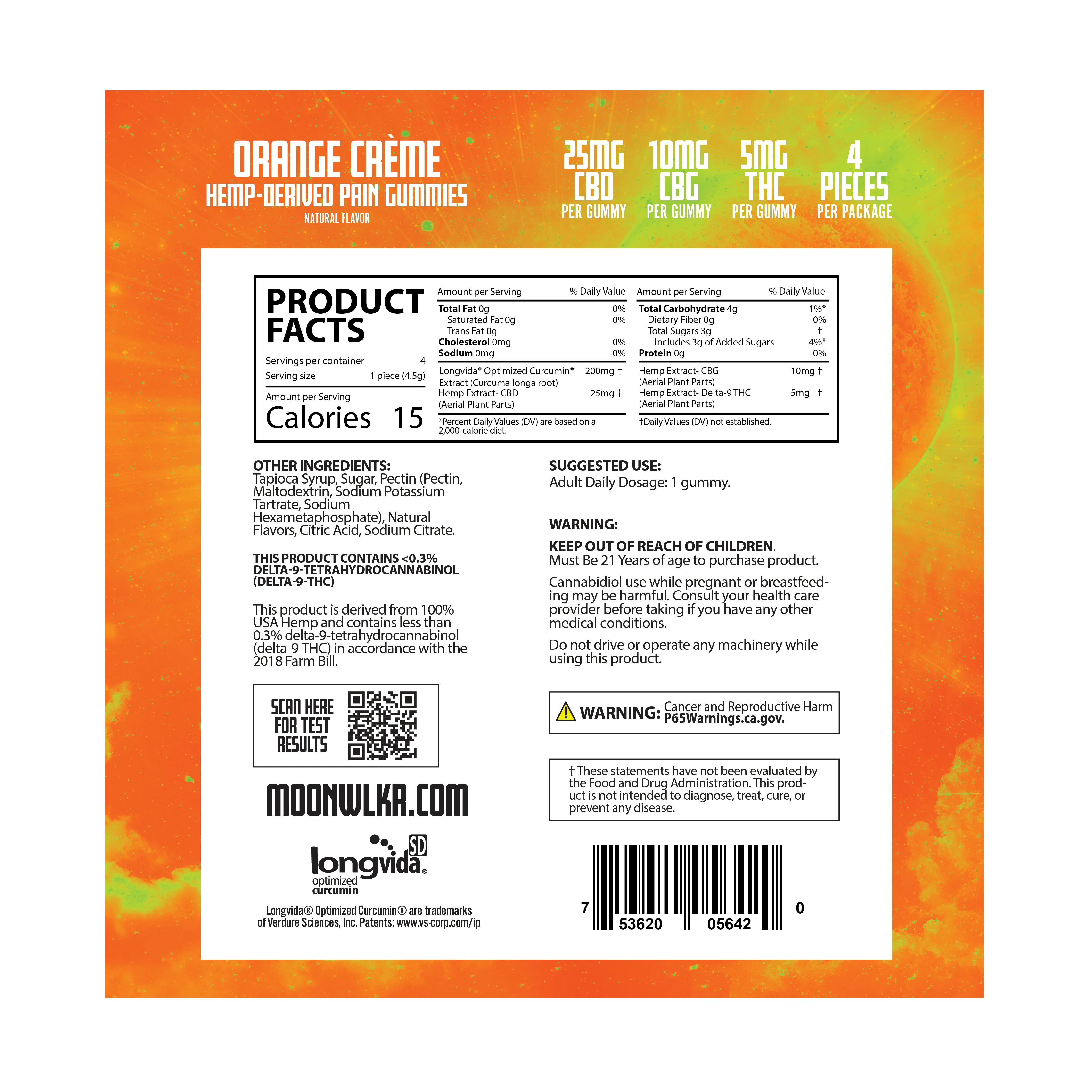 CBD : CBG : THC Pain Relief Gummies — Orange Creme (Sample Pack) - Image 3