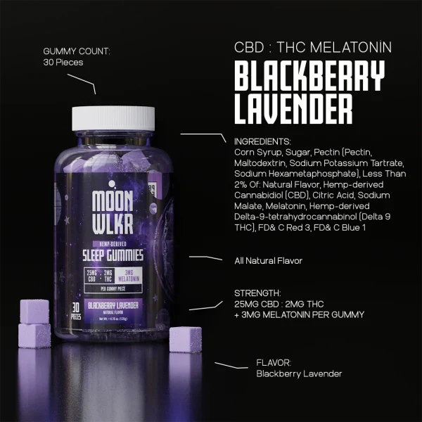 CBD : THC : Melatonin Sleep Gummies — Blackberry Lavender - Image 3
